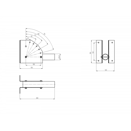 Кронштейн для уличного светильника с перемен углом 300*150*120 d48mm