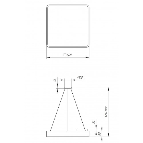 Светильник светодиодный Geometria ЭРА Quadro SPO-163-B-40K-050 50Вт 4000К 3700Лм IP40 600*600*80 черный подвесной