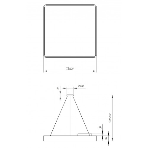 Светильник светодиодный Geometria ЭРА Quadro SPO-164-B-40K-110 110Вт 4000К 11000Лм IP40 800х800х80 мм черный подвесной