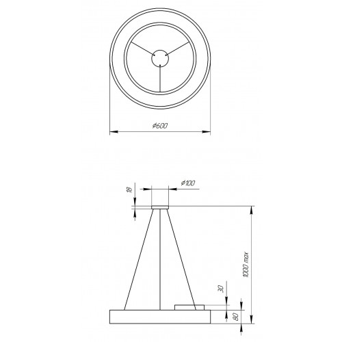Светильник светодиодный Geometria ЭРА Ring SPO-133-B-40K-045 45Вт 4000К 3200Лм IP40 600*600*80 черный подвесной