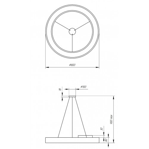 Светильник светодиодный Geometria ЭРА Ring SPO-134-B-40K-056 56Вт 4000К 4200Лм IP40 800*800*80 черный подвесной