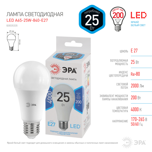 LED A65-25W-840-E27